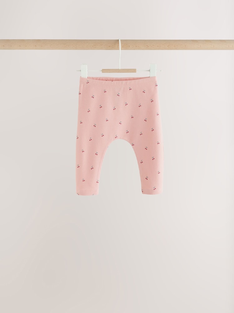 Pink Cherry Print Baby Leggings 5 Pack (0mths-2yrs)