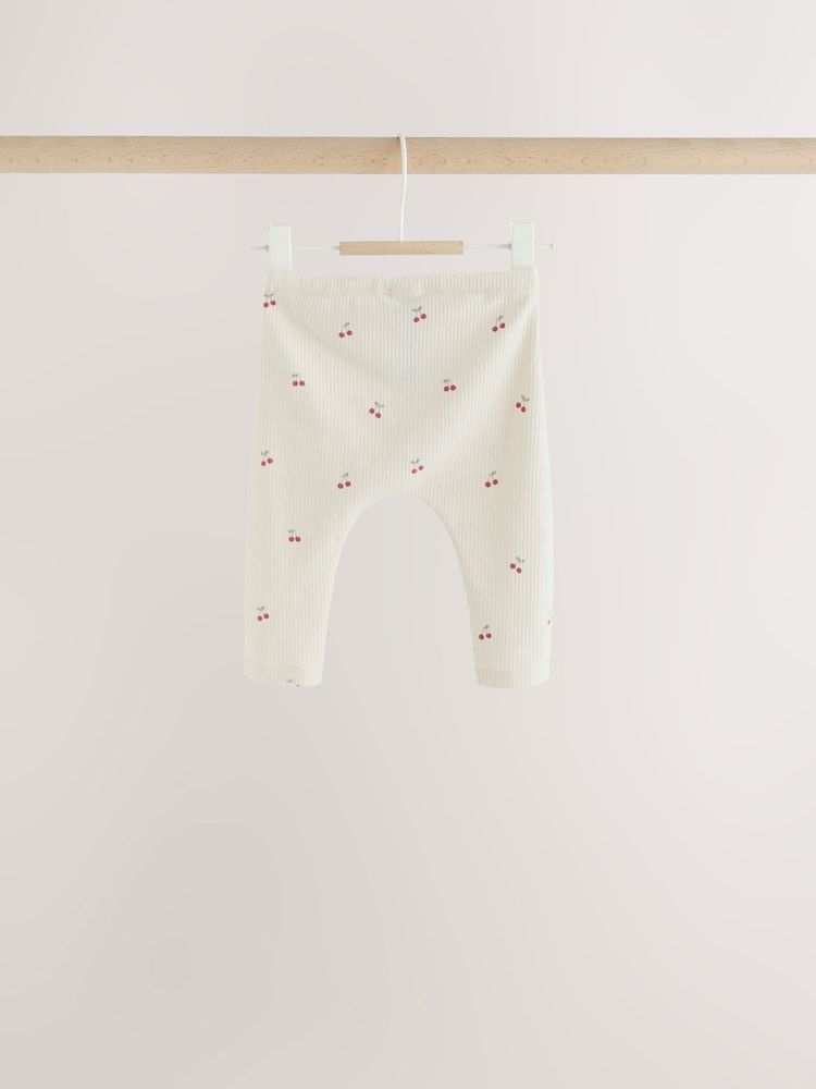 Pink Cherry Print Baby Leggings 5 Pack (0mths-2yrs)