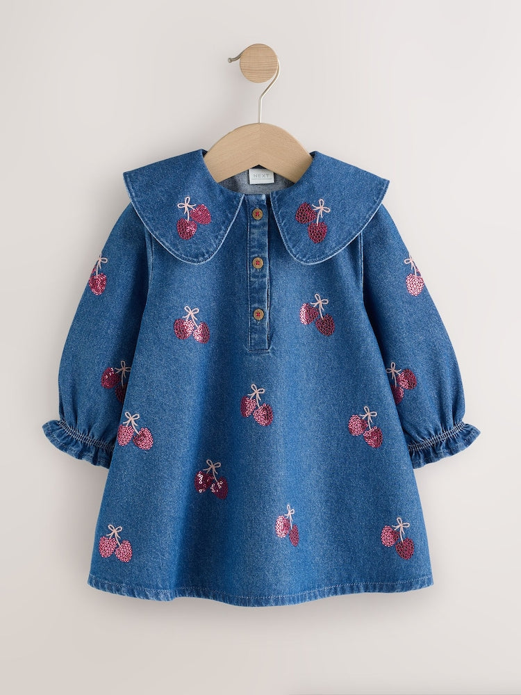 Blue Cherry Sequin Denim