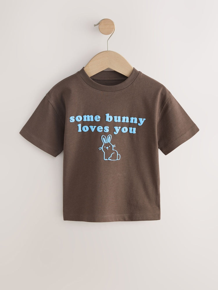Brown Bunny Short Sleeve Easter Graphic T-Shirt (3mths-7yrs)