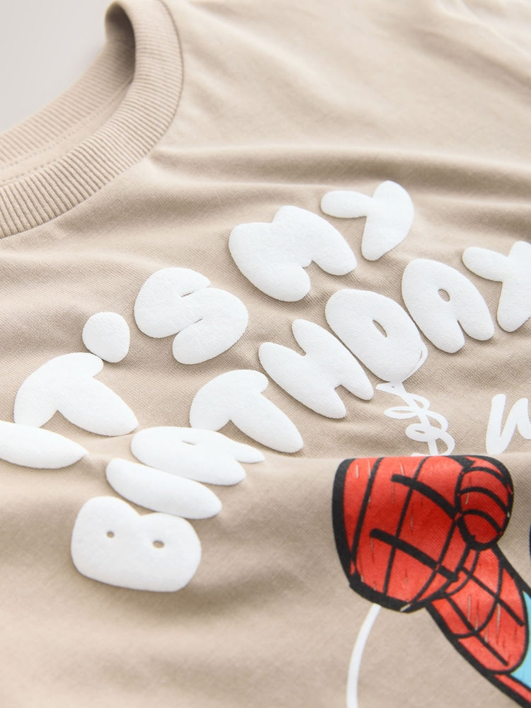 Tan Brown Marvel Short Sleeve Cotton T-Shirt (3mths-8yrs)