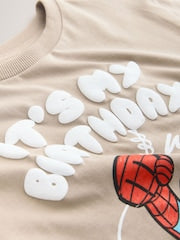 Tan Brown Marvel Short Sleeve Cotton T-Shirt (3mths-8yrs) - Size 12-18 Months (80-86cm)