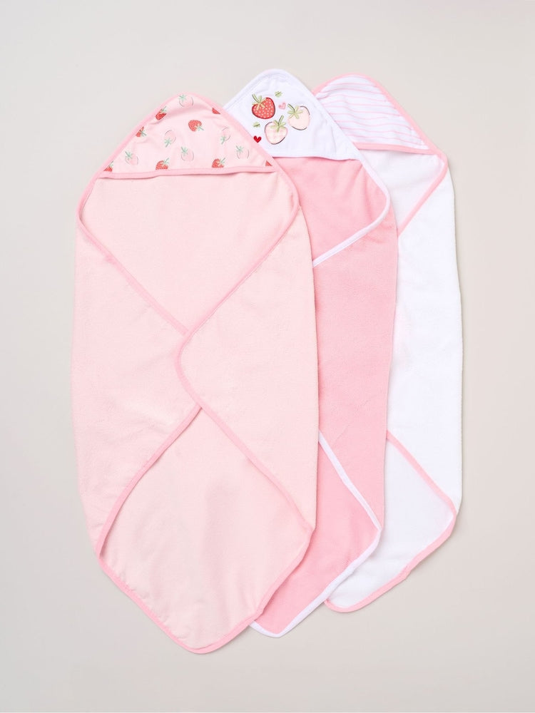 Rock-A-Bye Baby Boutique Pink Hooded Towels And Wash Cloth Set 3 Pack - Size One