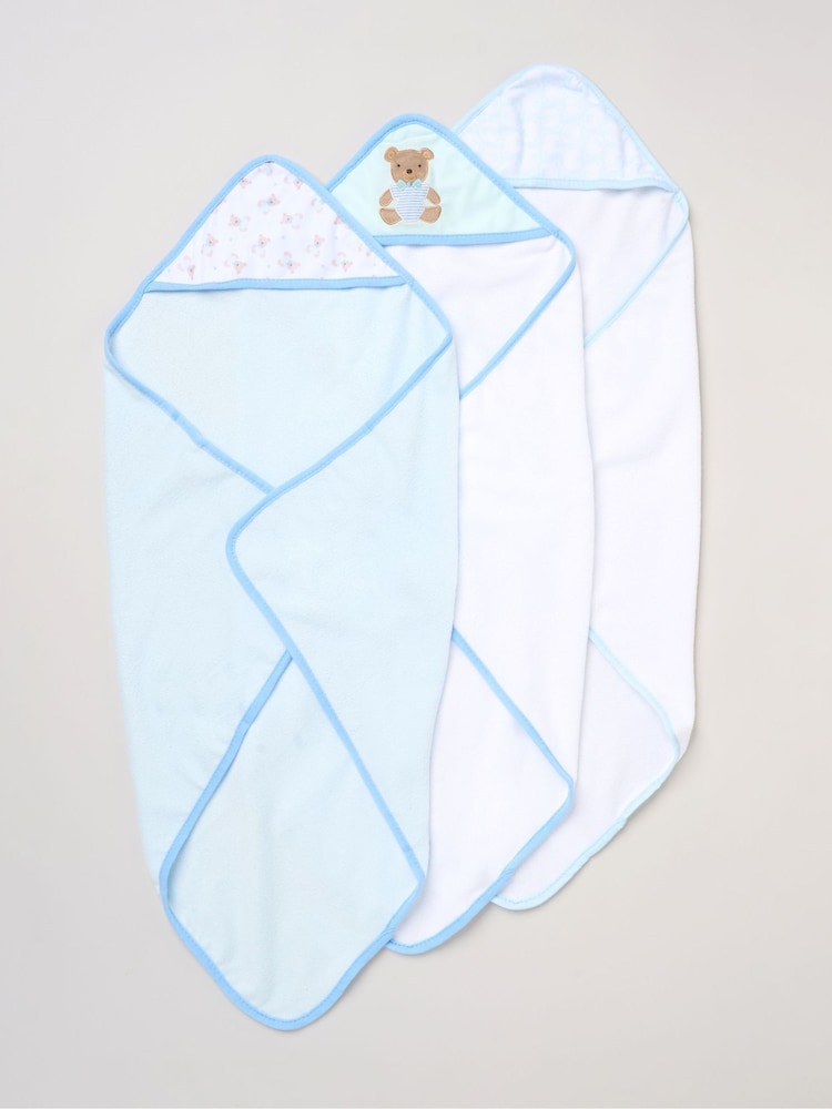 Rock-A-Bye Baby Boutique Hooded Blue Towels and Wash Cloth Set 3 Pack