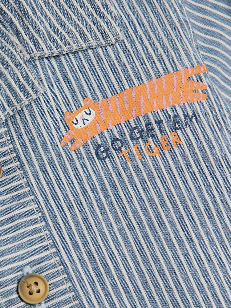 River Island Blue Tiger Stripe Abbie Rosie Shirt & Shorts Set 3 Piece