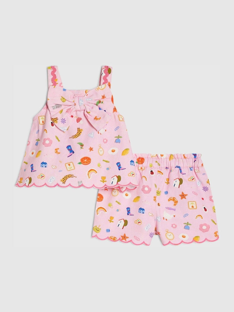 River Island Pink Abbie Rosie Cami Top & Shorts Set