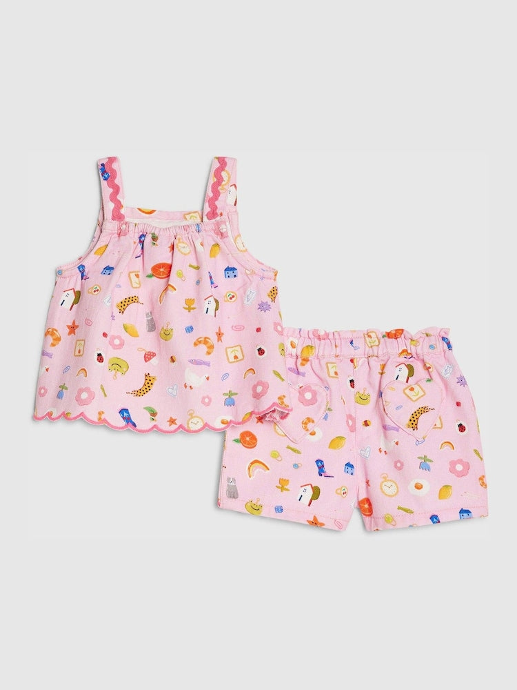 River Island Pink Abbie Rosie Cami Top & Shorts Set