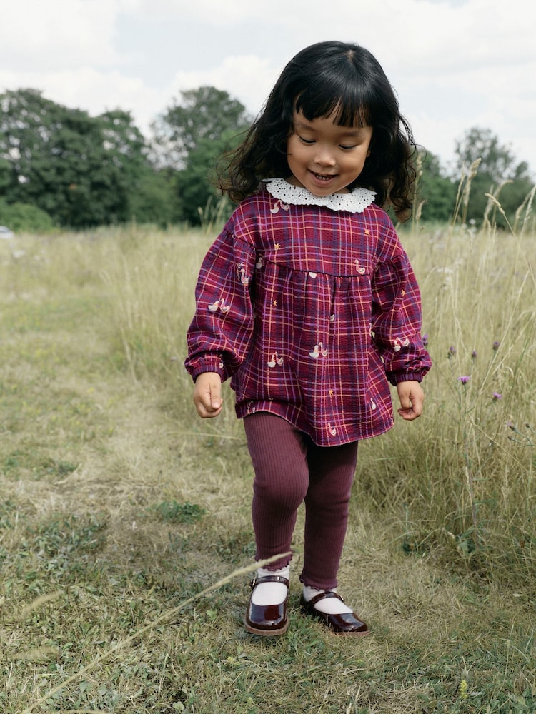 Red Check Goose Long Sleeve Blouse and Leggings Set (3mths-7yrs) - Red Check Goose / 12 - 18 Months (80 - 86cm)
