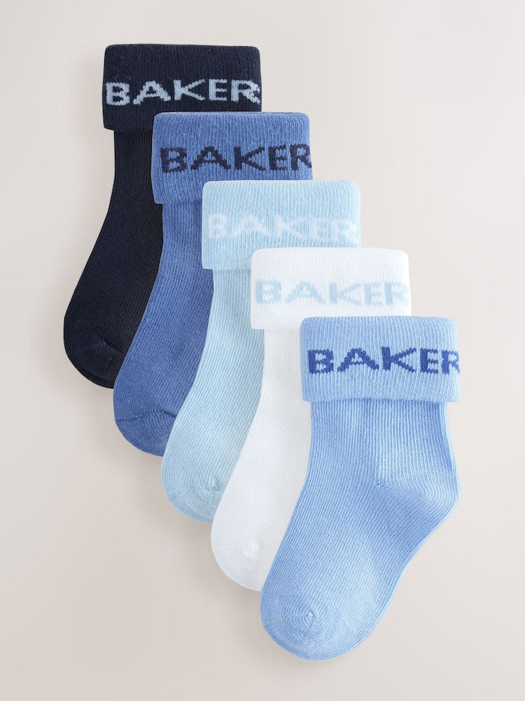 Baker by Ted Baker Blue Baker by Ted Baker Roll Top Socks 5 Pack