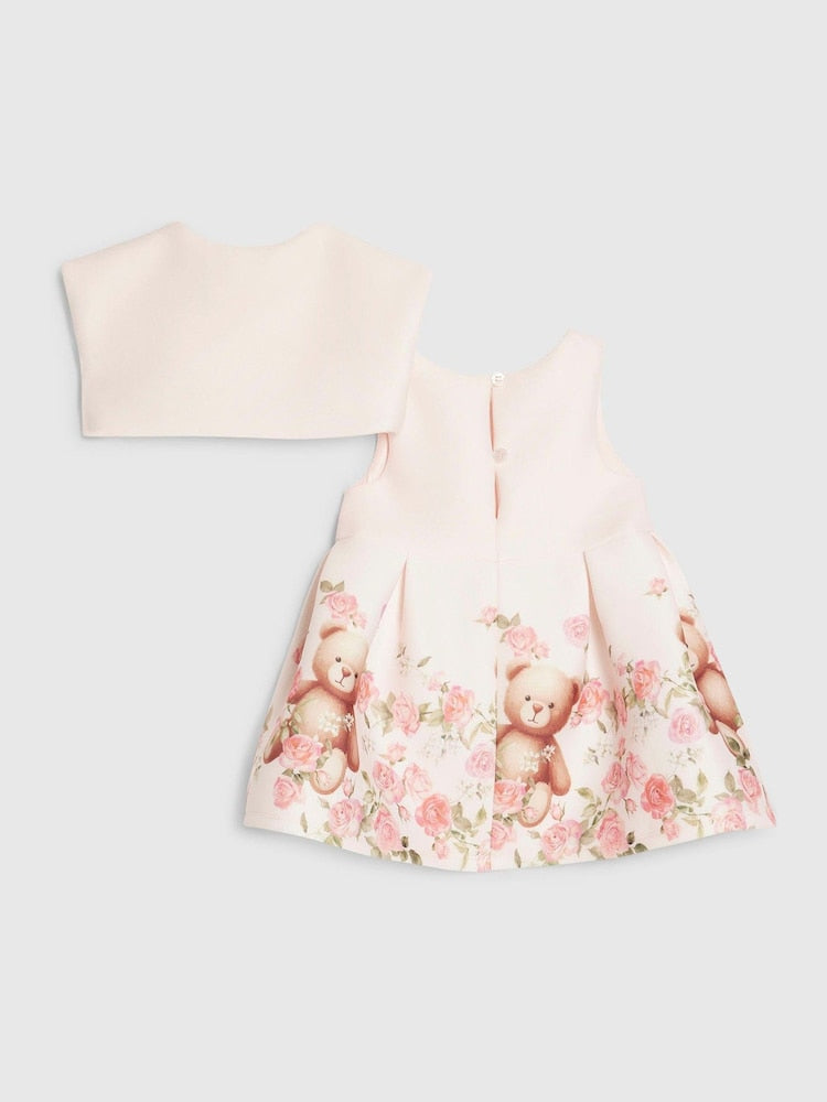 River Island Pink Bear Bow Floral Scuba Dress