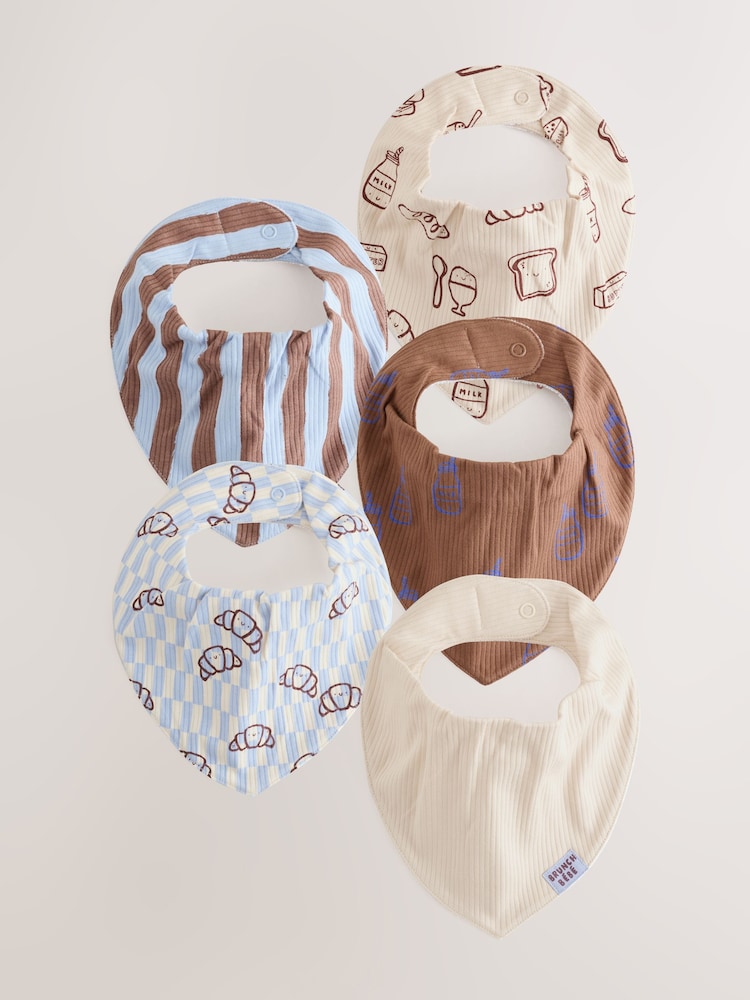 Blue Brunch Dribble Bibs 5 Pack - Blue Brunch / Up to 1 Month (50-56cm)