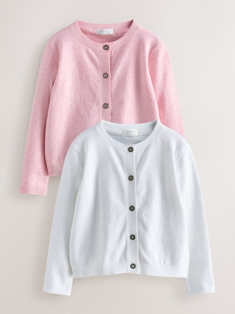 Pink/White Button Up Cardigans 2 Pack (3mths-7yrs)