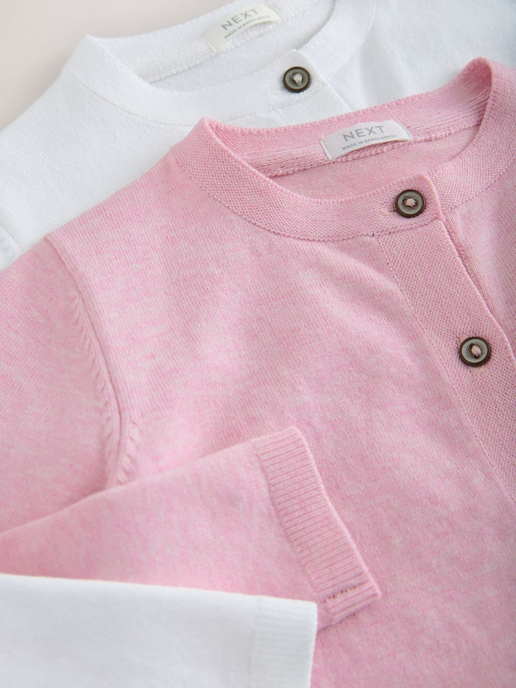 Pink/White Button Up Cardigans 2 Pack (3mths-7yrs)