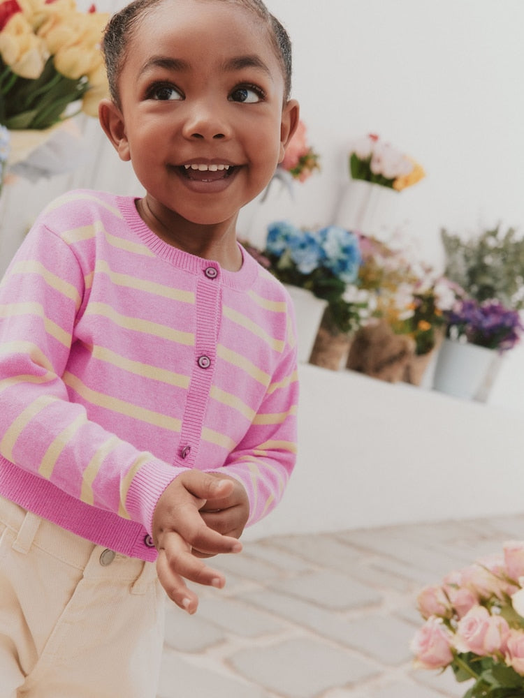 Pink and Yellow stripe Cardigan (3mths-10yrs)