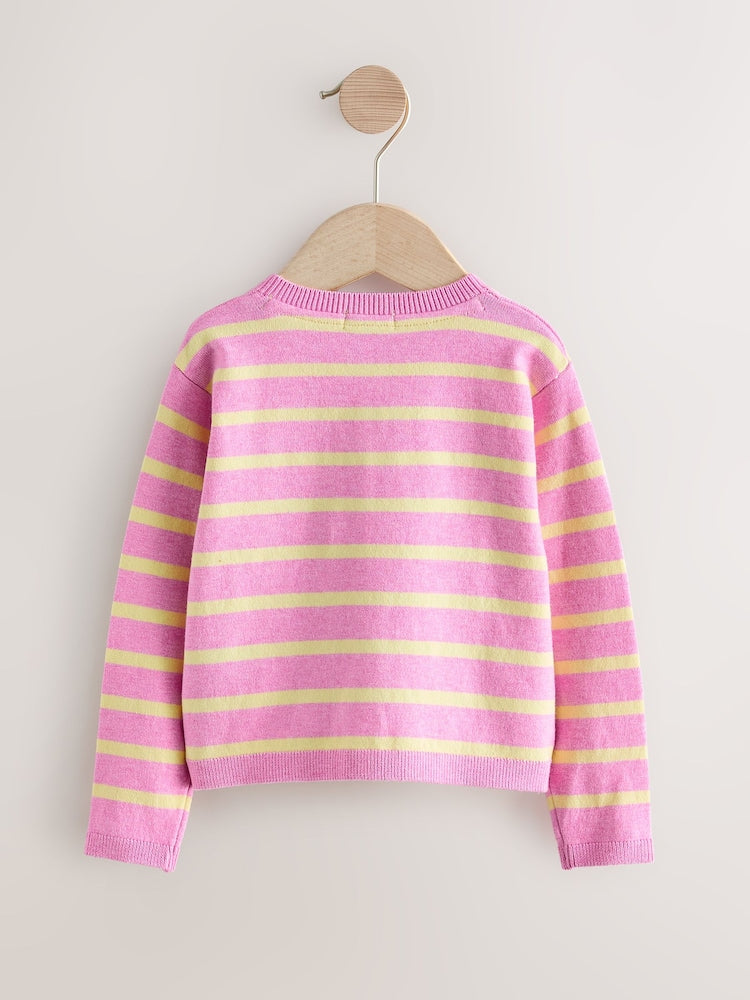 Pink and Yellow stripe Cardigan (3mths-10yrs)