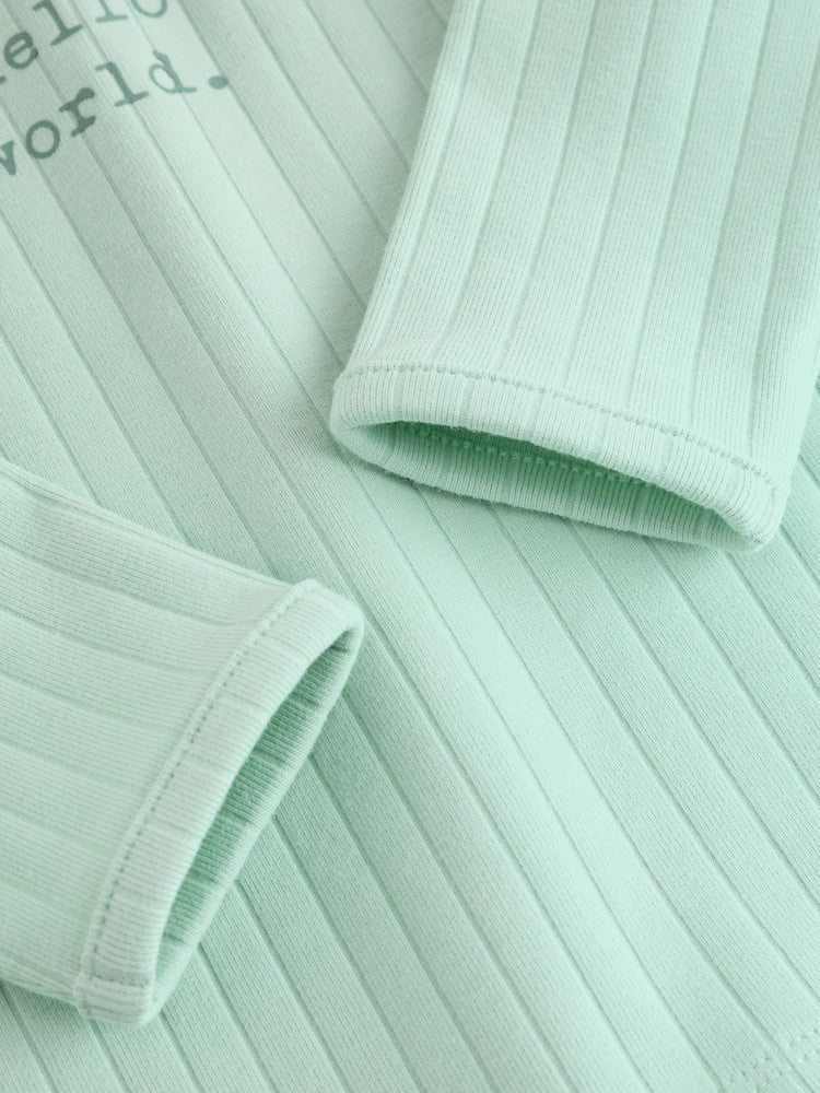 Sage Green Hello World Top and Leggings Baby Set (0-18mths)