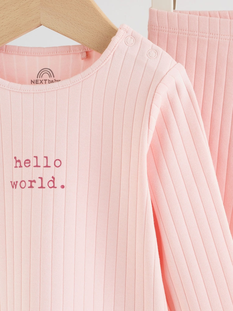 Pink Hello World Top and Leggings Baby Set (0-18mths) - Size First Size (50cm)