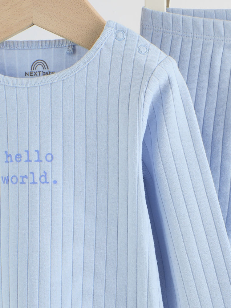 Blue Hello World Top and Leggings Baby Set (0-18mths)