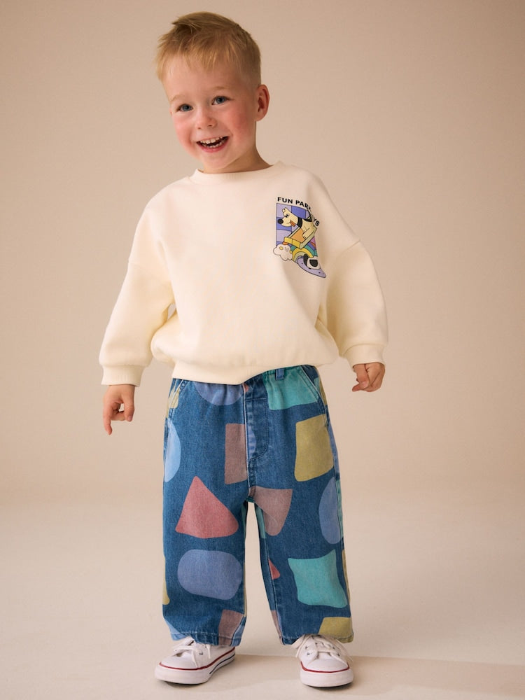 Mid Blue Shapes Wide Fit Jeans (3mths-7yrs)