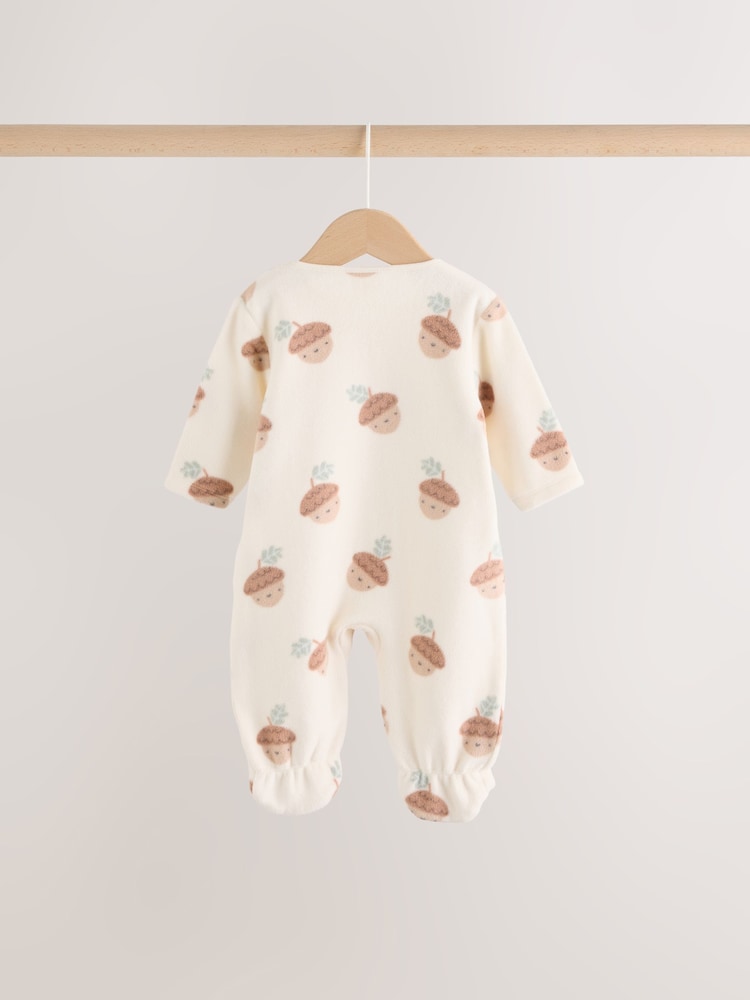 Sage Green Microfleece Two Way Zip Baby Sleepsuits 2 Pack