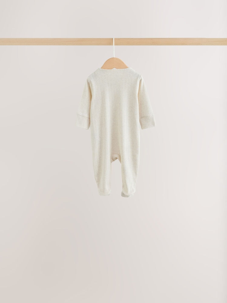 Neutral Pointelle Baby Sleepsuit 3 Pack (0-2yrs)