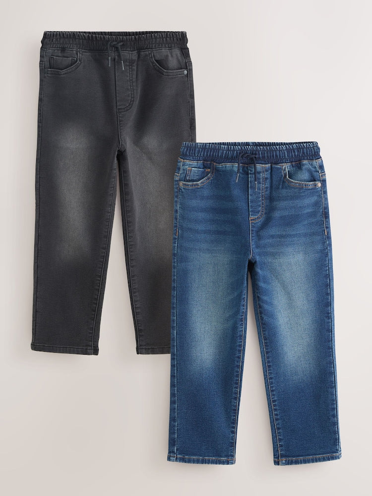 Black/Navy Loose Fit Loose Fit Stretch Elasticated Waist Jeans 2 Pack (3-16yrs)