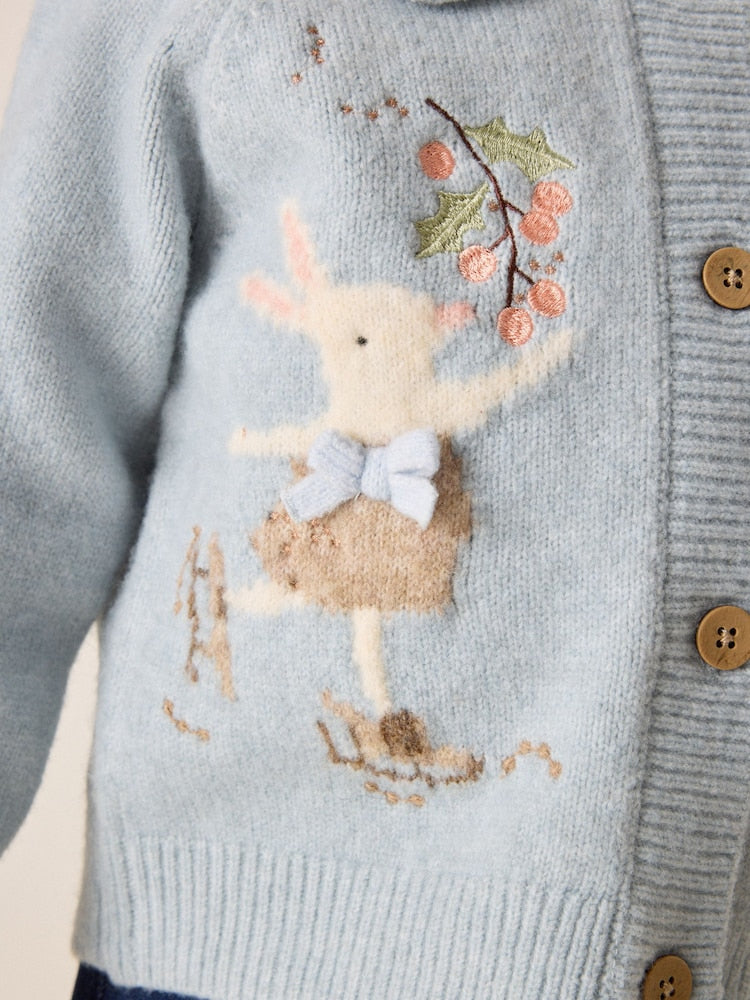 Blue Rabbit and Mouse Collar Cardigan (3mths-7yrs)