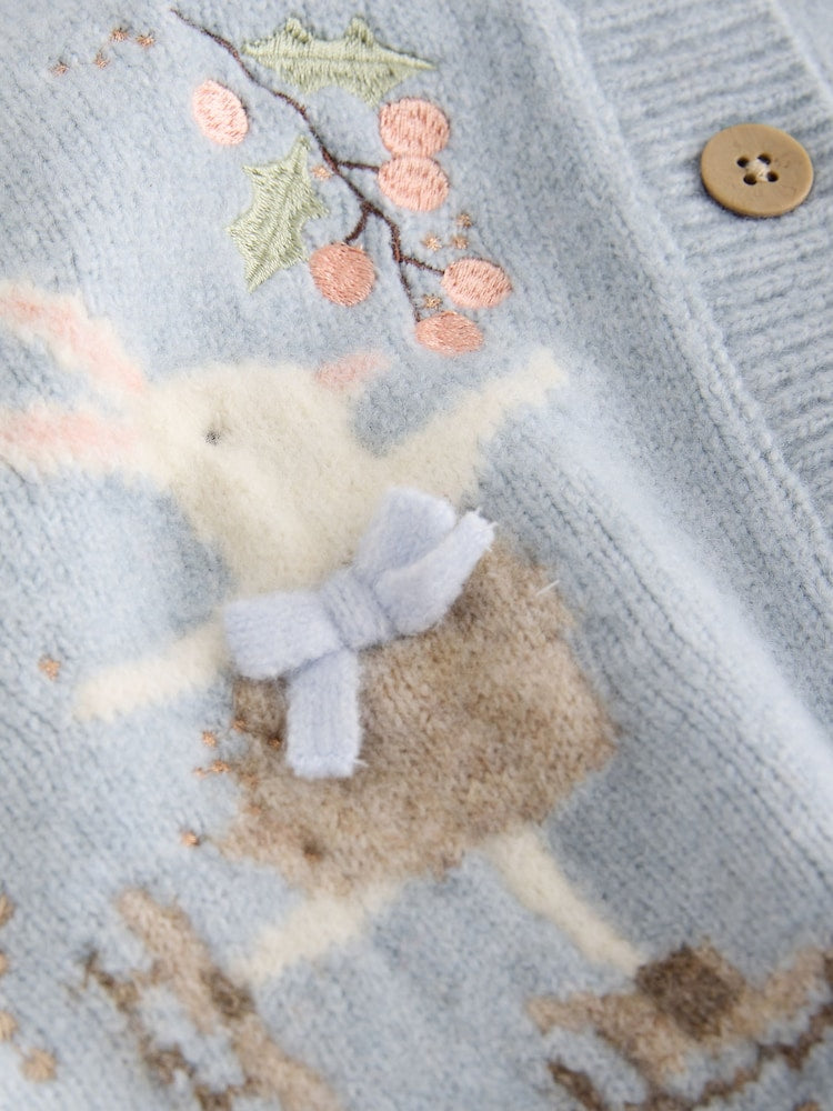 Blue Rabbit and Mouse Collar Cardigan (3mths-7yrs)