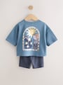 Blue Short Sleeve T-Shirt and Shorts Set (3mths-7yrs) - Size 3-6 Months (62-68cm)