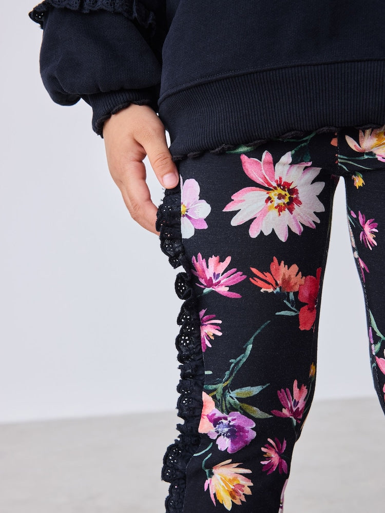 Baker by Ted Baker 2 Piece Sweat Top & Floral Printed Flare Leggings Set