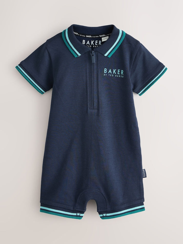 Baker by Ted Baker Blue Polo Rompersuits 2 Pack