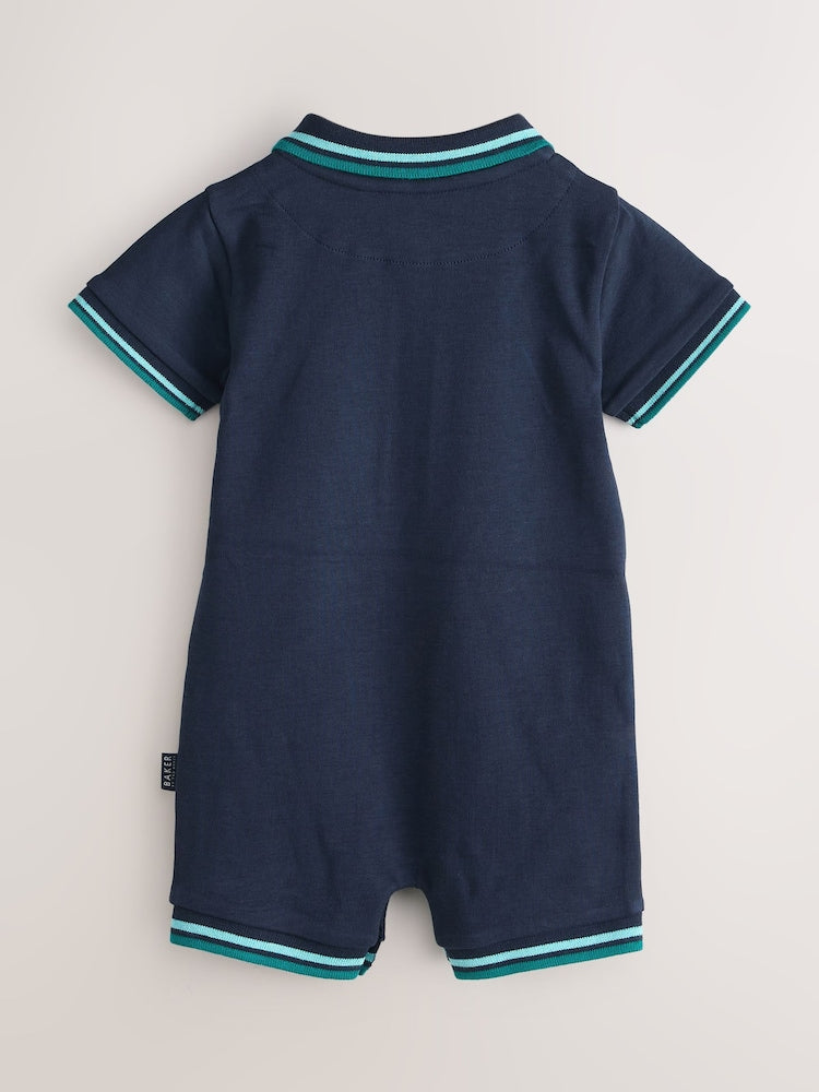 Baker by Ted Baker Blue Polo Rompersuits 2 Pack
