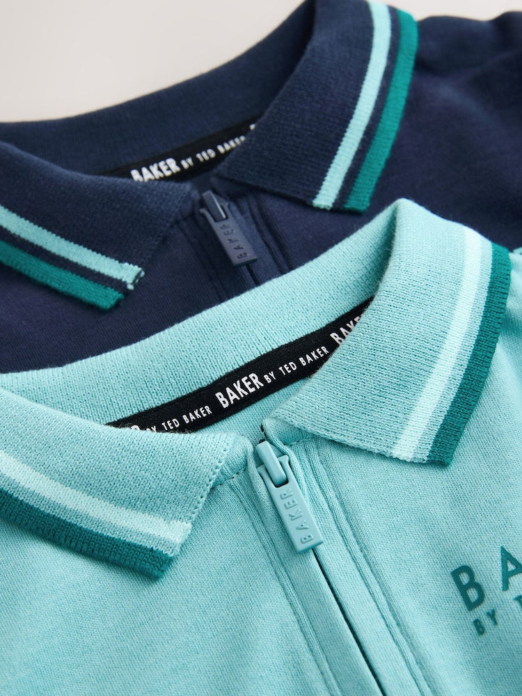 Baker by Ted Baker Blue Polo Rompersuits 2 Pack