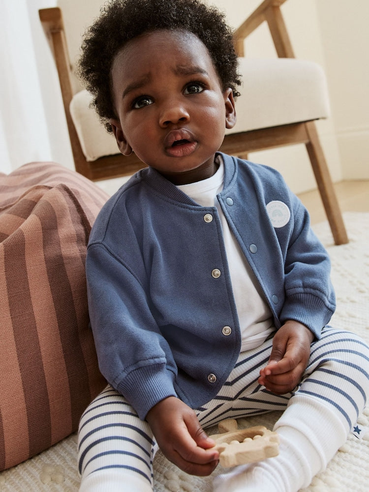 Blue Jersey Jacket, Bodysuit and Leggings Baby Set 3 Piece (0mths-2yrs)