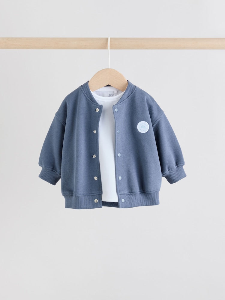Blue Jersey Jacket, Bodysuit and Leggings Baby Set 3 Piece (0mths-2yrs)
