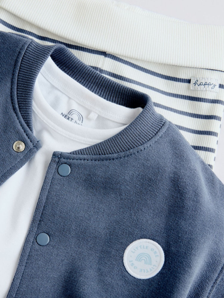 Blue Jersey Jacket, Bodysuit and Leggings Baby Set 3 Piece (0mths-2yrs)