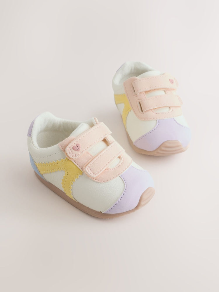 Multi Pastel Baby Touch Fastening Trainers (0-24mths) - Size Up To 3 Months (50 - 62cm)