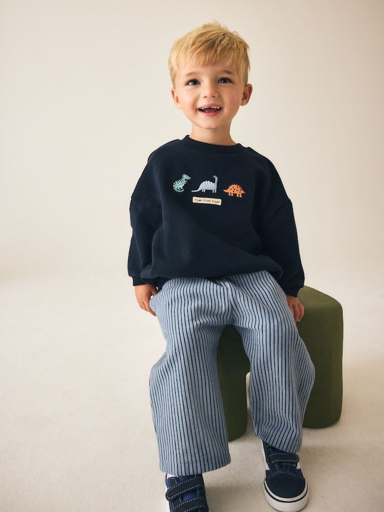 Navy/White Crew Neck Joggers Set (3mths-7yrs)