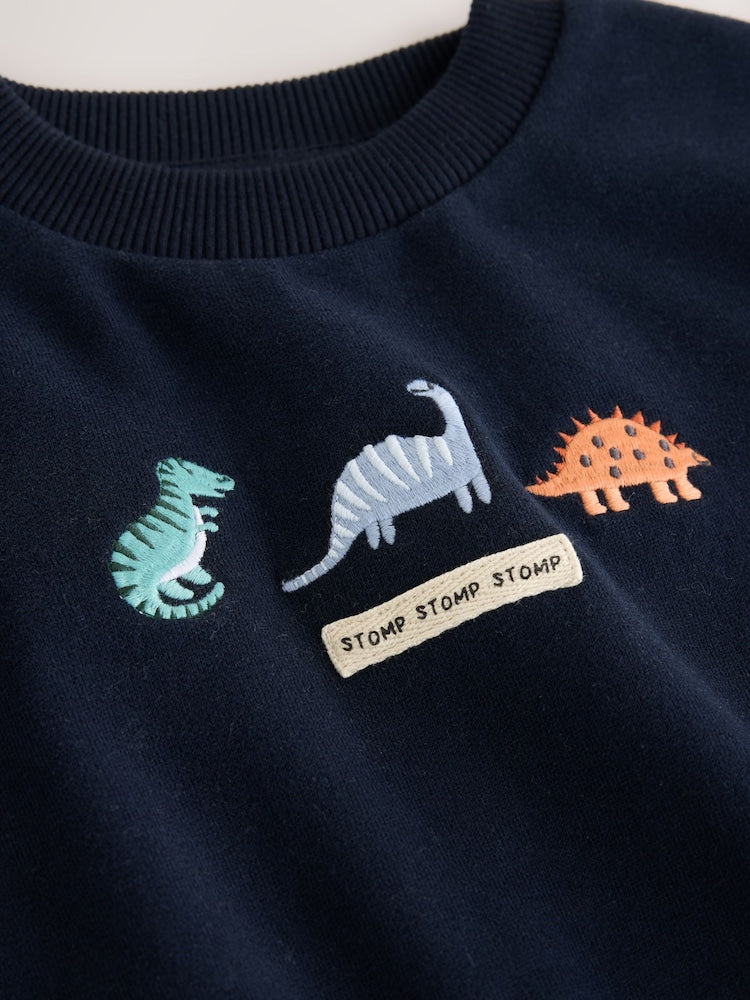 Navy/White Crew Neck Joggers Set (3mths-7yrs)