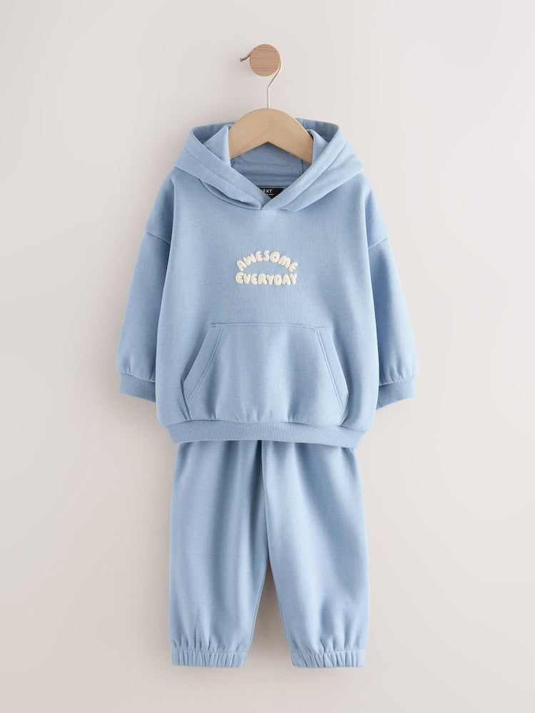 Blue Back Print Hoodie and Joggers Set (3mths-7yrs)