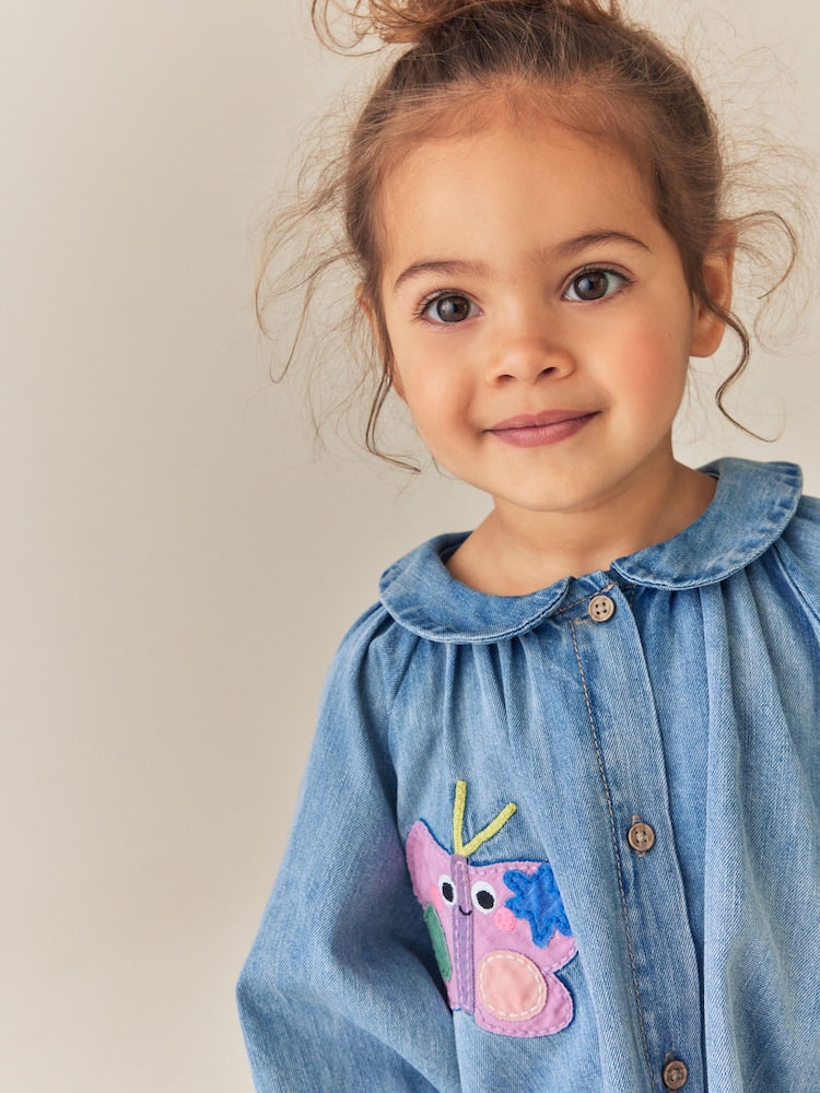 Blue Denim Long Sleeve Dress (3mths-8yrs)