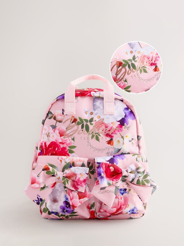 Baker by Ted Baker Pink Back to School Childrens Floral Bow Backpack