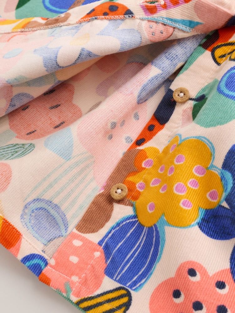 Multi Bright Print Cord Baby Dress And Tights 2 Piece Set (0mths-2yrs)