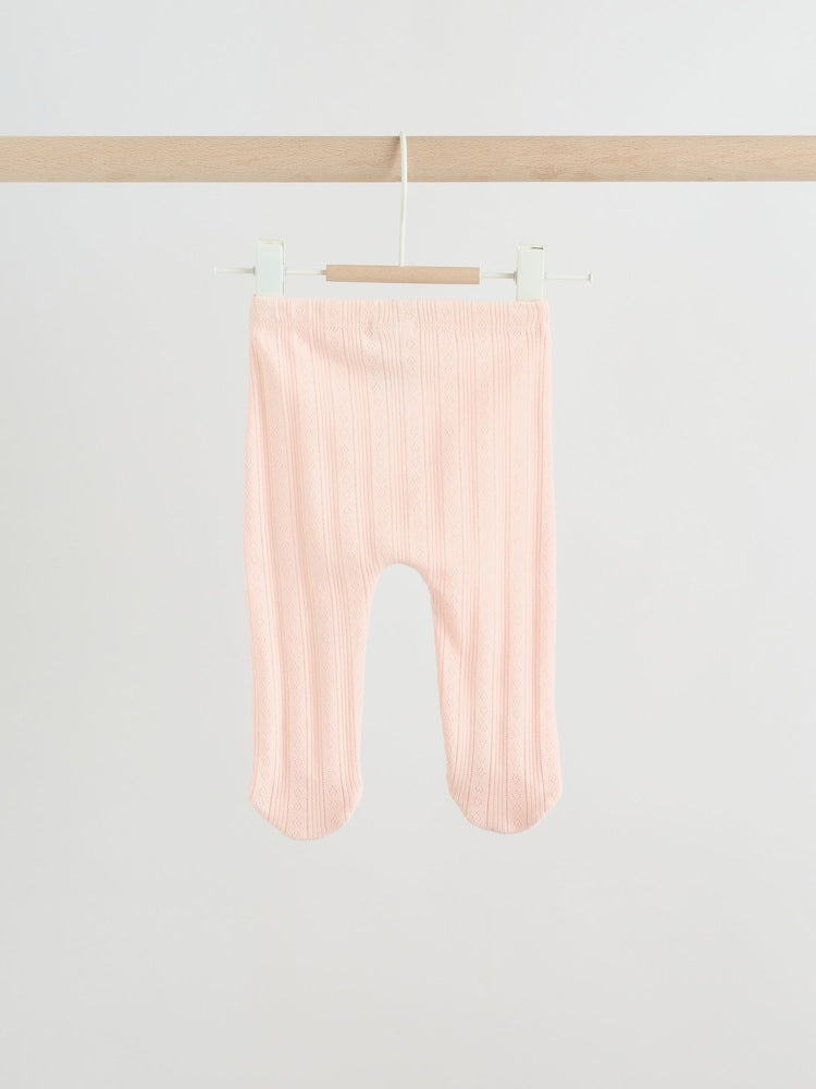 Pink Pointelle Bodysuit Leggings And Cardigan Baby Set 3 Piece (0-9mths)
