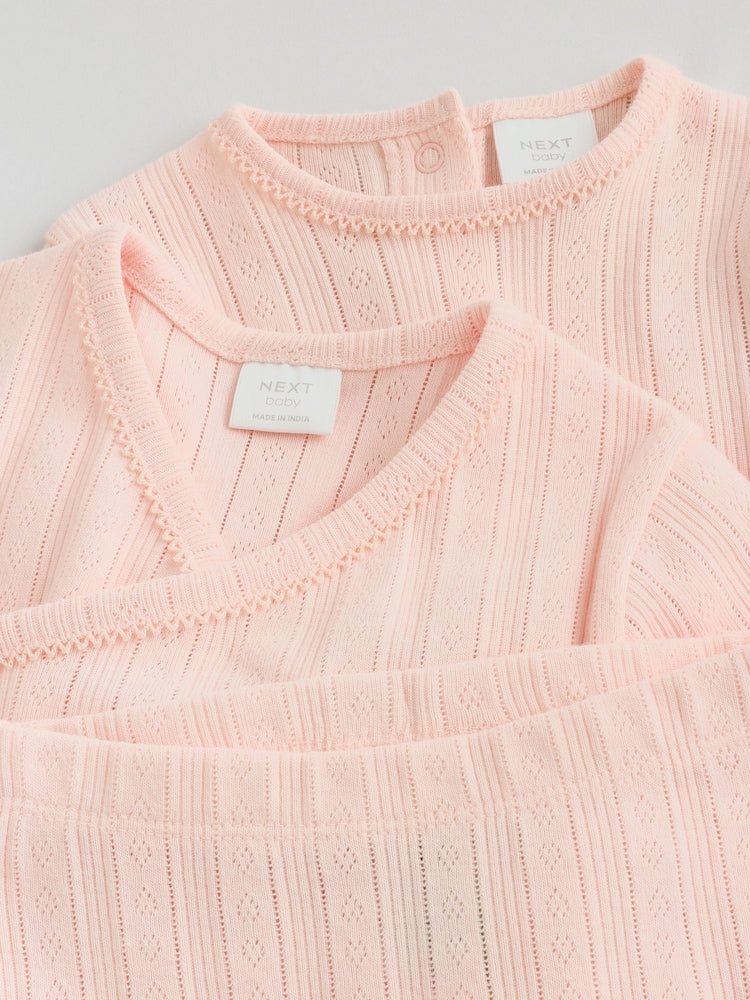 Pink Pointelle Bodysuit Leggings And Cardigan Baby Set 3 Piece (0-9mths)