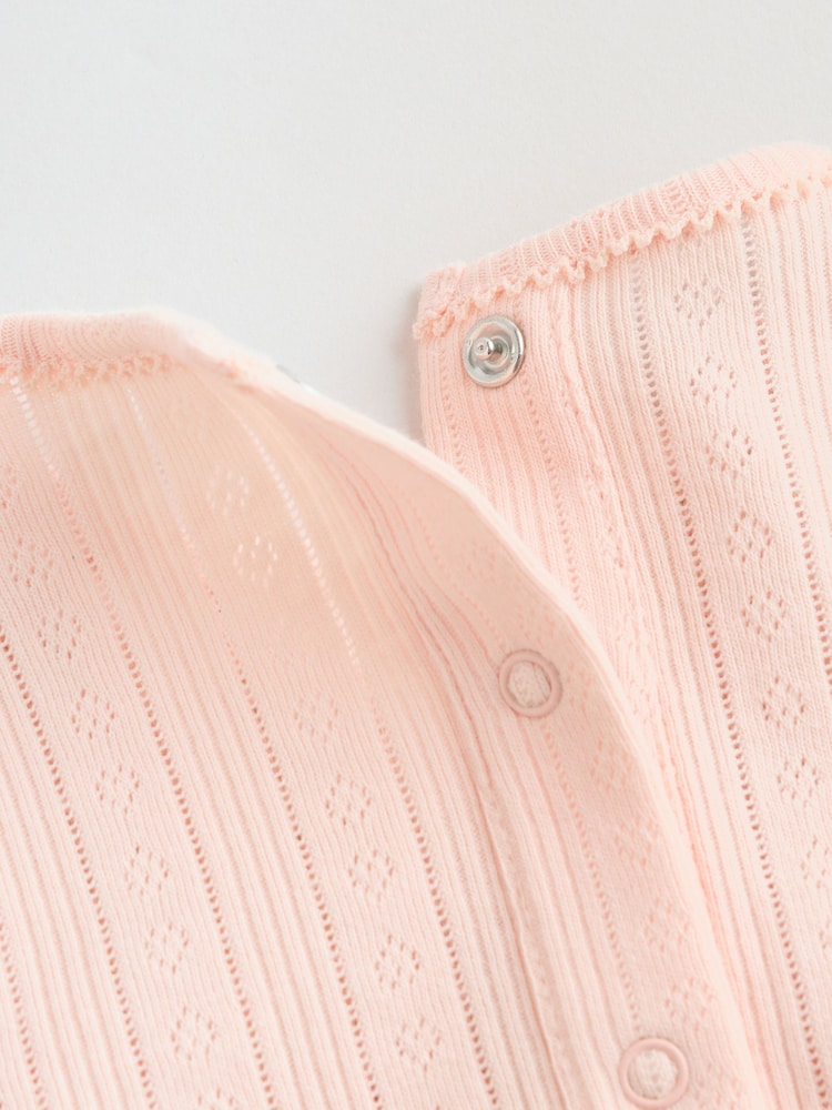 Pink Pointelle Bodysuit Leggings And Cardigan Baby Set 3 Piece (0-9mths)
