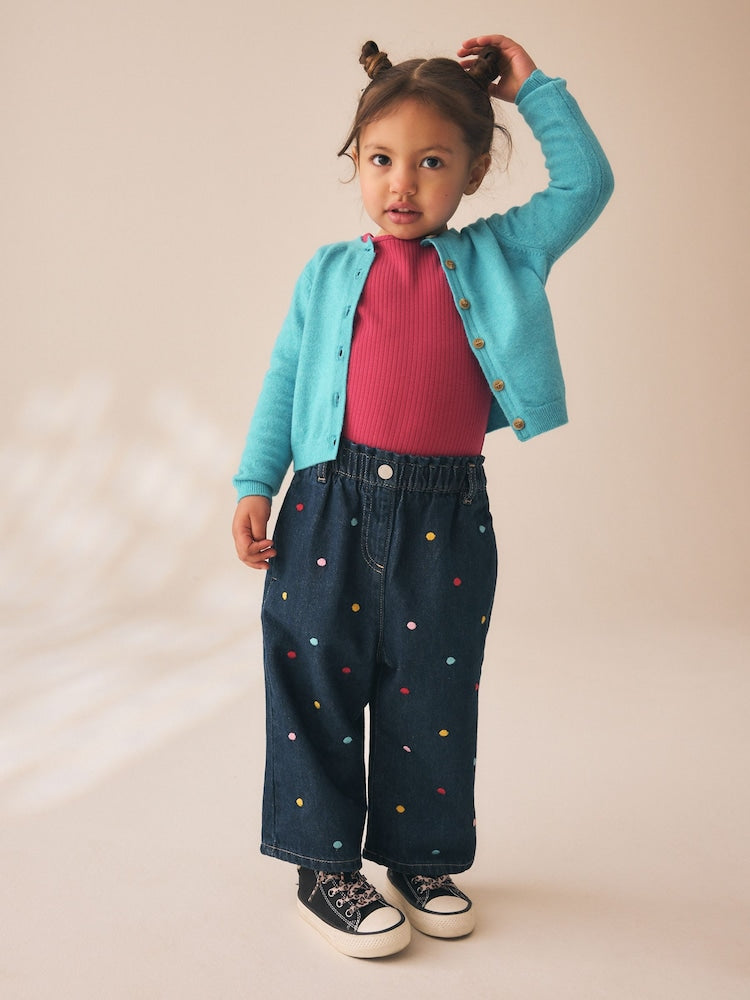 Embroidered Rainbow Spot Wide Leg Jeans (3mths-7yrs)