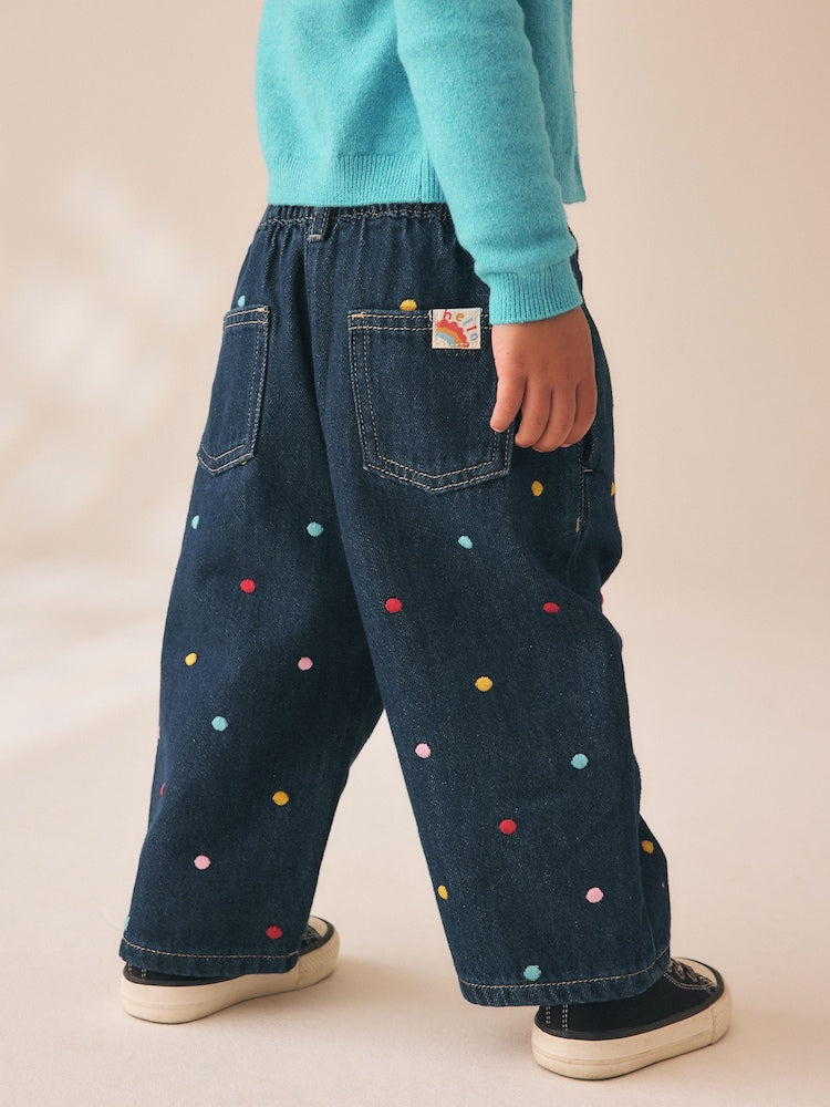 Embroidered Rainbow Spot Wide Leg Jeans (3mths-7yrs)