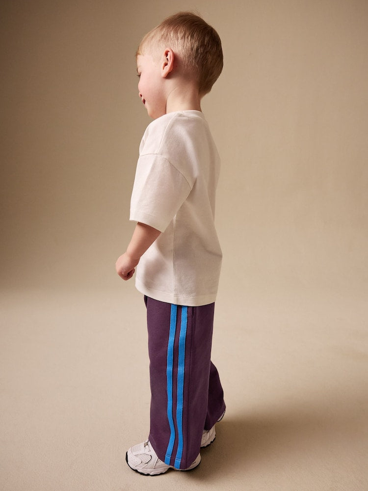 Burgundy Red Wide Leg Side Stripe Joggers (3mths-7yrs) - Size 3-6 Months (62-68cm) - Burgundy Red
