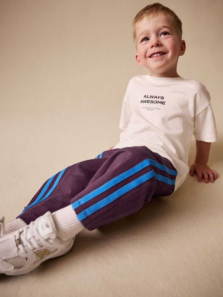 Burgundy Red Wide Leg Side Stripe Joggers (3mths-7yrs) - Size 3-6 Months (62-68cm)